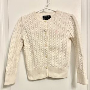 4T toddler girl Polo Ralph Lauren knit cotton warm white cardigan